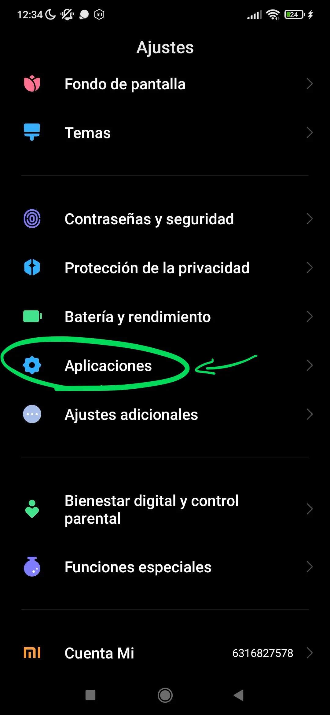Paso 2: Busca la sección de Aplicaciones.